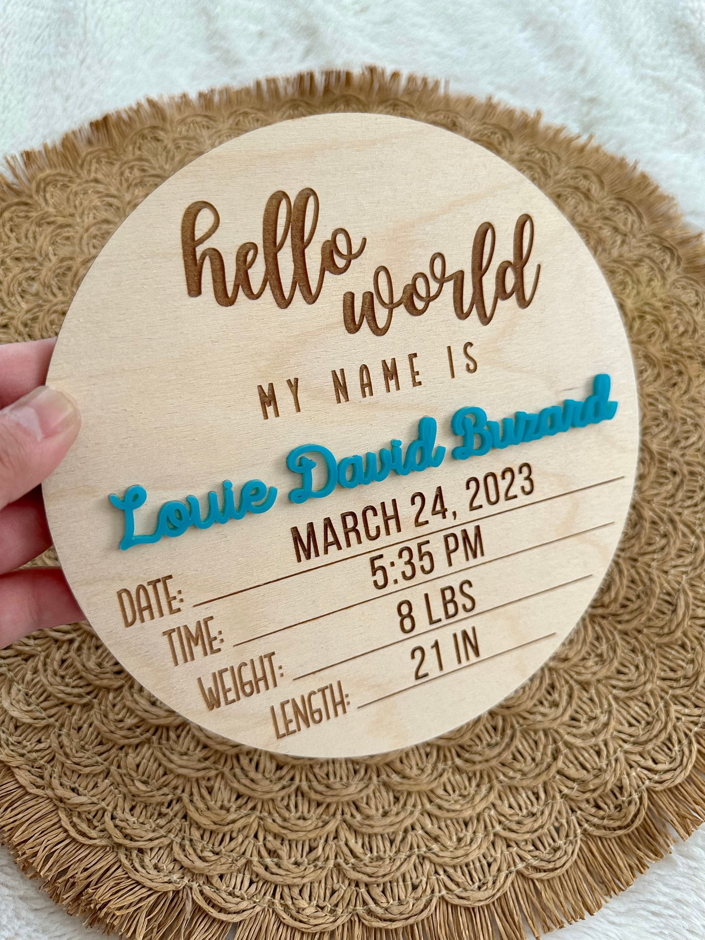 Hello World Baby Announcement Sign